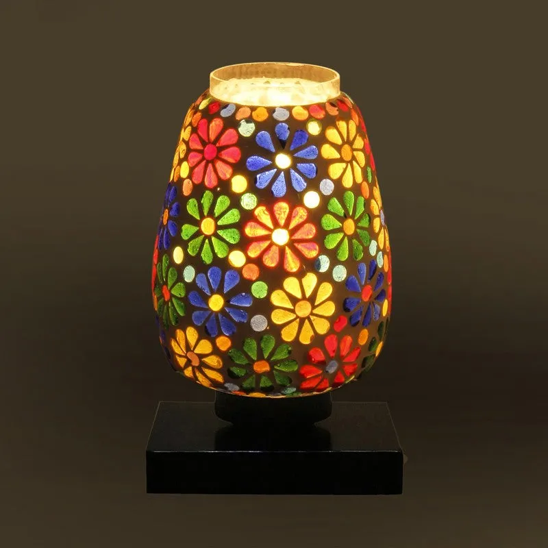 Mignora Mosaic Glass Table Lamp With Wooden Base - Multicolor media 8