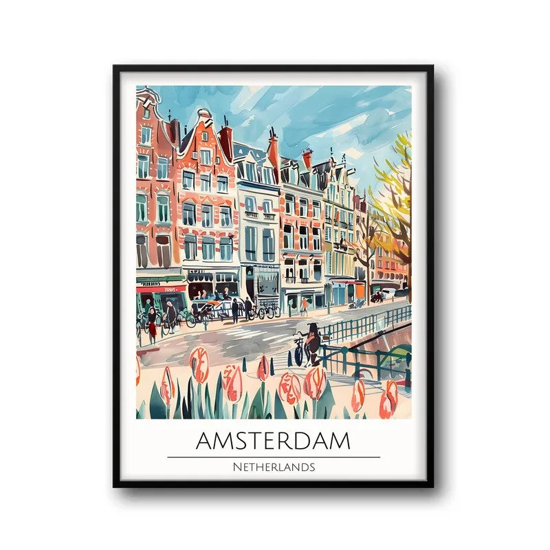 Vintage Amsterdam Framed Canvas Wall Painting media 5