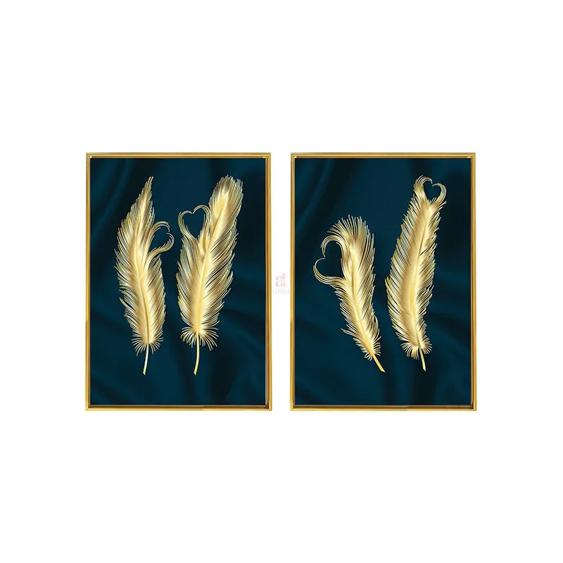 Feather Lusture Wall Painting - Set Of Two media 5
