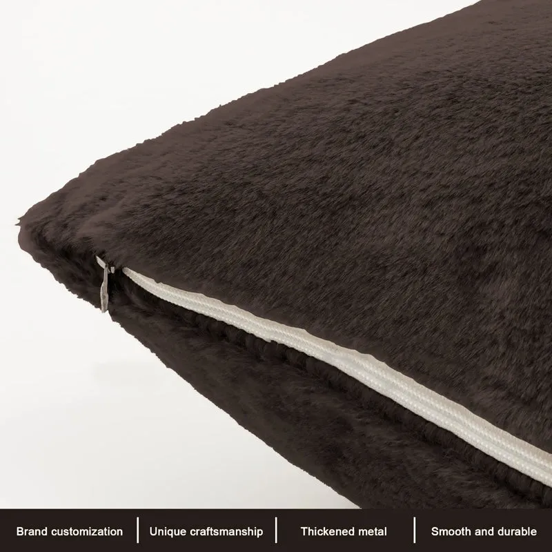 Cozy Puff Fur Cushion Cover Set (Brown) - Set Of Two media 6