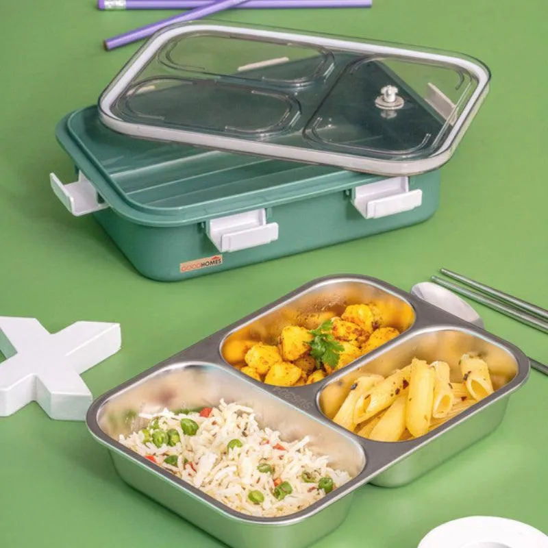 Vivi Kids Lunch Box with Compartments (Green) - 750 ML media 1