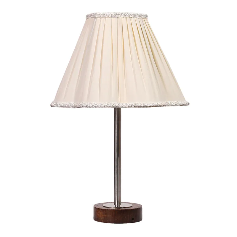 Pleatra Rodin Wooden Table Lamp - White,Silver,Brown media 4
