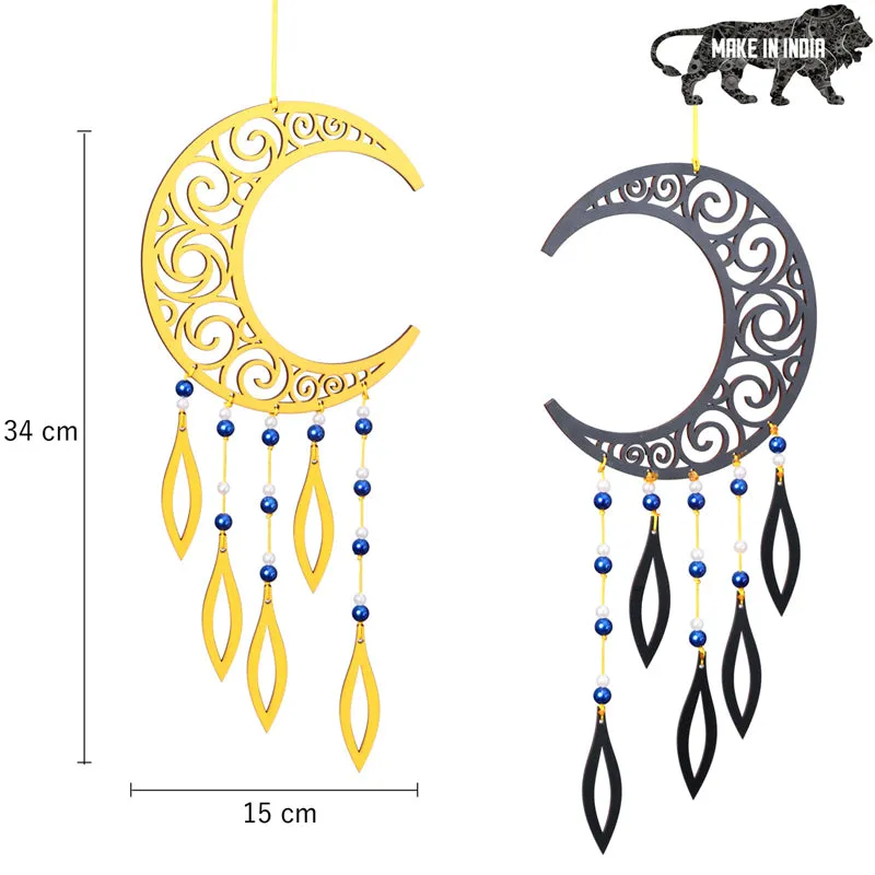 Carved Crescent Dream Catcher - Yellow media 6