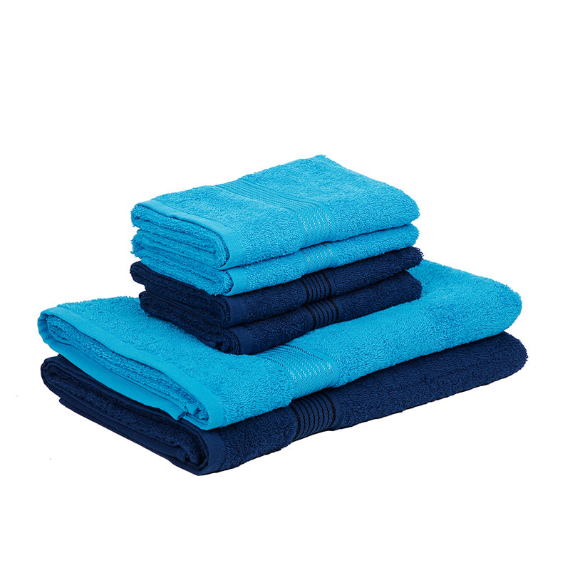 Eva Quick Dry Towel Combo (Light Blue & Dark Blue) - Six Piece Set media 3