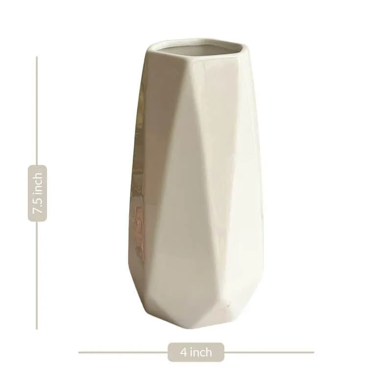 Chroma Cut Ceramic Vase - White media 4