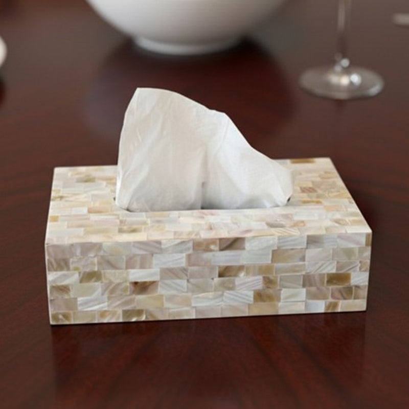 Pearl & Pleat Mother Of Pearl Tissue Holder