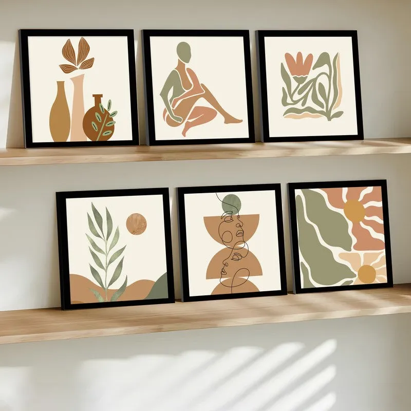 Sun (Drenched Paper Wall Painting With Frame) - Set Of Six media 3