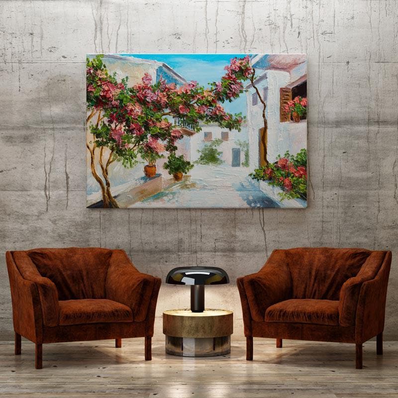 The Streets Of Santorini Canvas Wall Painting - Gallery Wrap