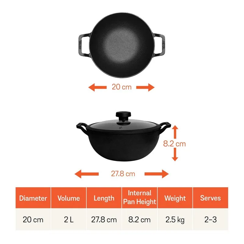 Meyer Zenvia Cast Iron Kadhai with Lid - 2000 mL media 8