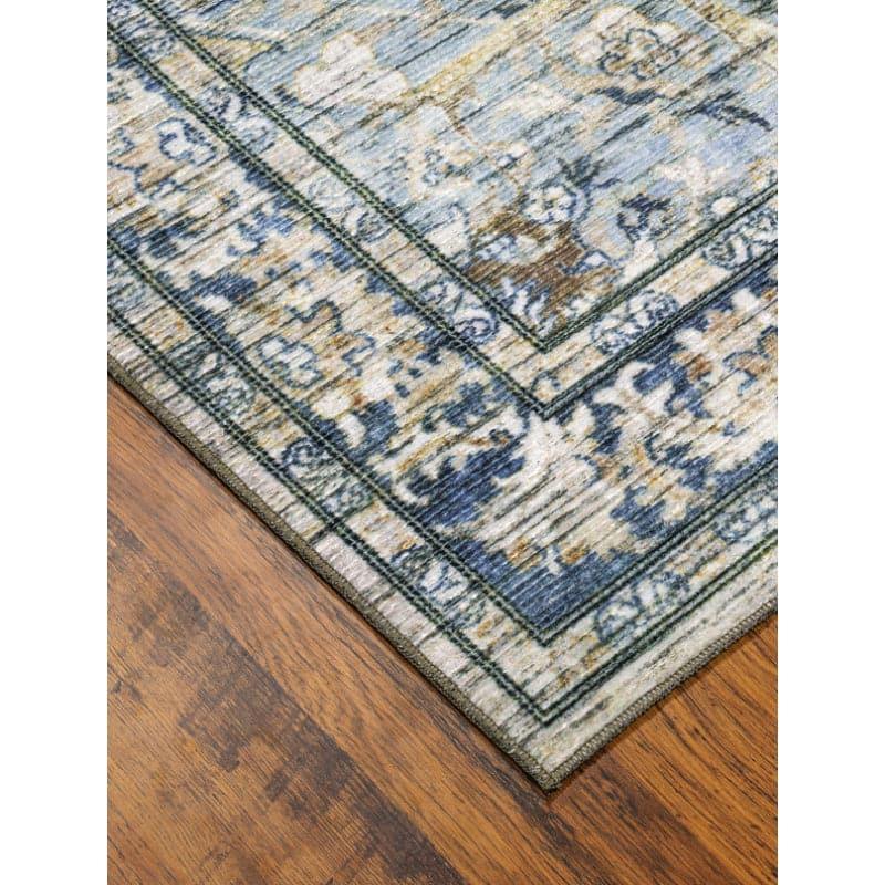 Evina Ethnic Anti Slip Carpet - Beige & Aqua media 4