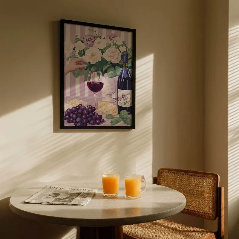 Floral Wine Archival Canvas Wall Art - Black media 5