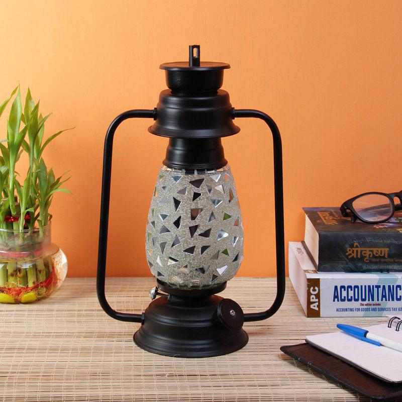 Dvija Mosaic Lantern Iron Table Lamp - Black,Silver media 3