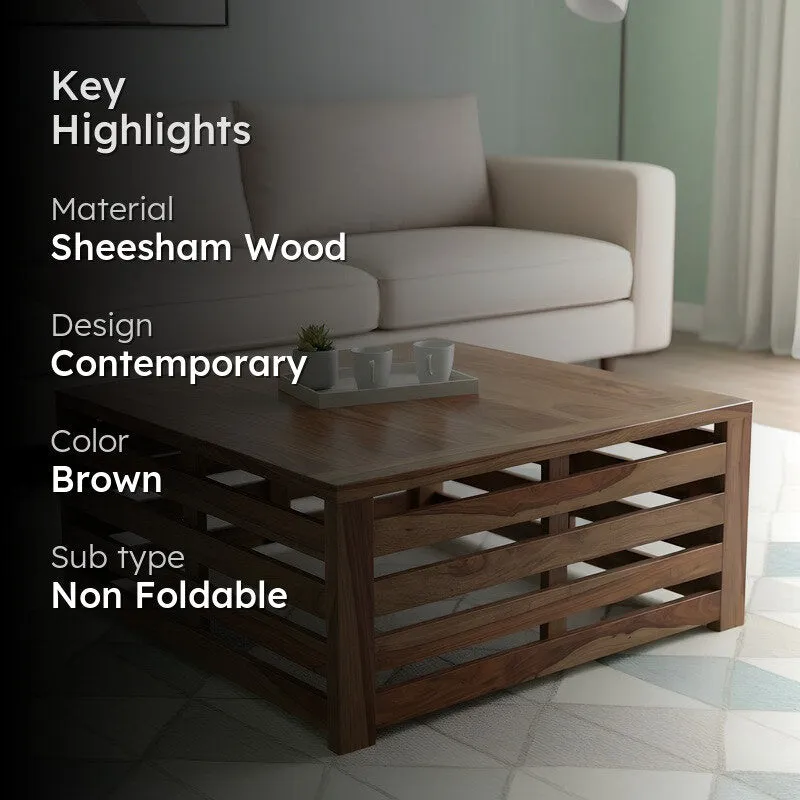 Qervo Sheesham Wooden Center Table - Dark Brown media 2
