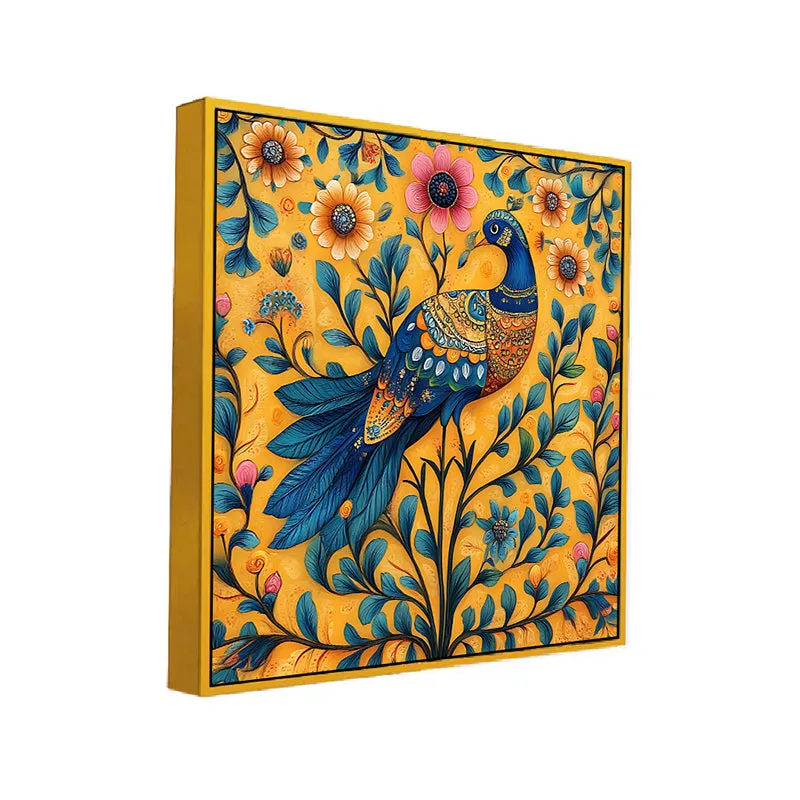 Vibrant Mayukha Canvas Wall Painting With Frame - Gold media 3