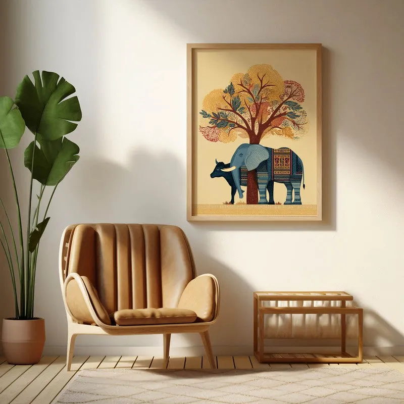 Gajraj Canvas Wall Painting With Brown Frame media 5