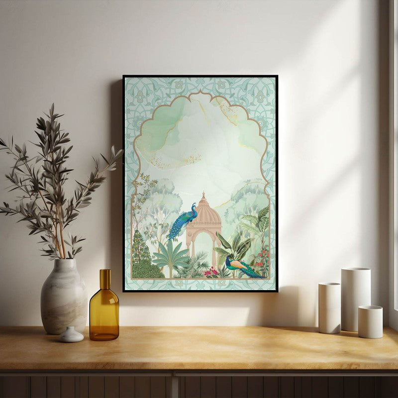 Jannat - e -Gul Framed Mughal Canvas Wall Painting media 5