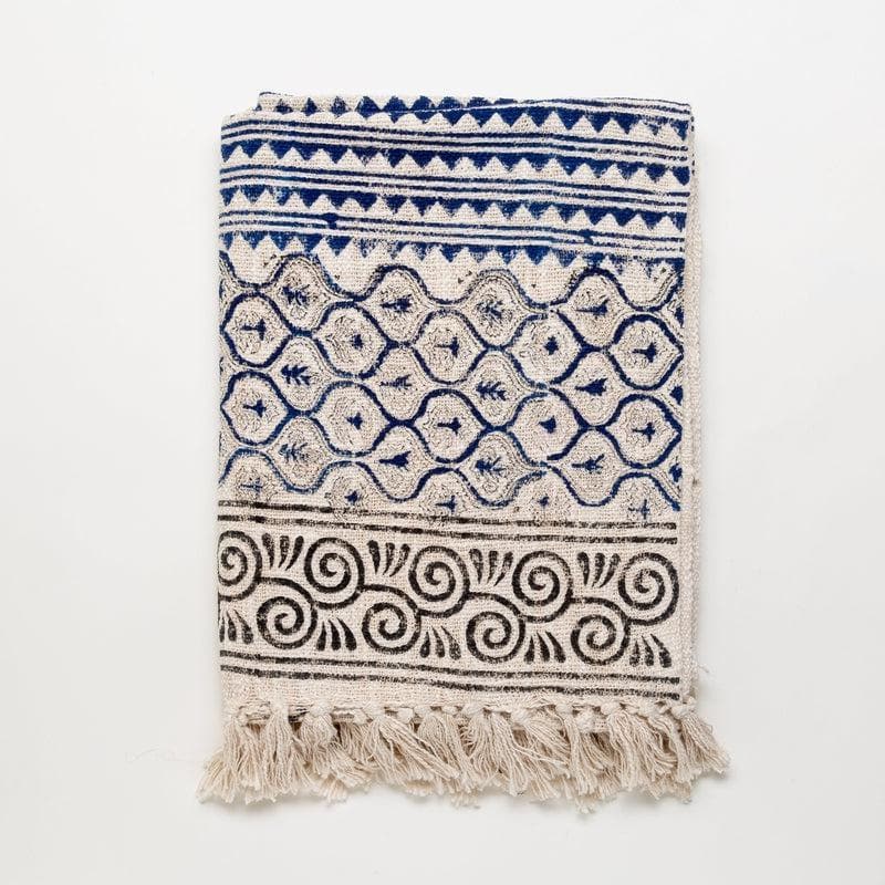 Indigo Palm Tree Handblock Printed Throw media 3