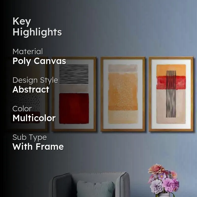 Interplay Abstract Poly Canvas Wall Art - Set Of Four media 2