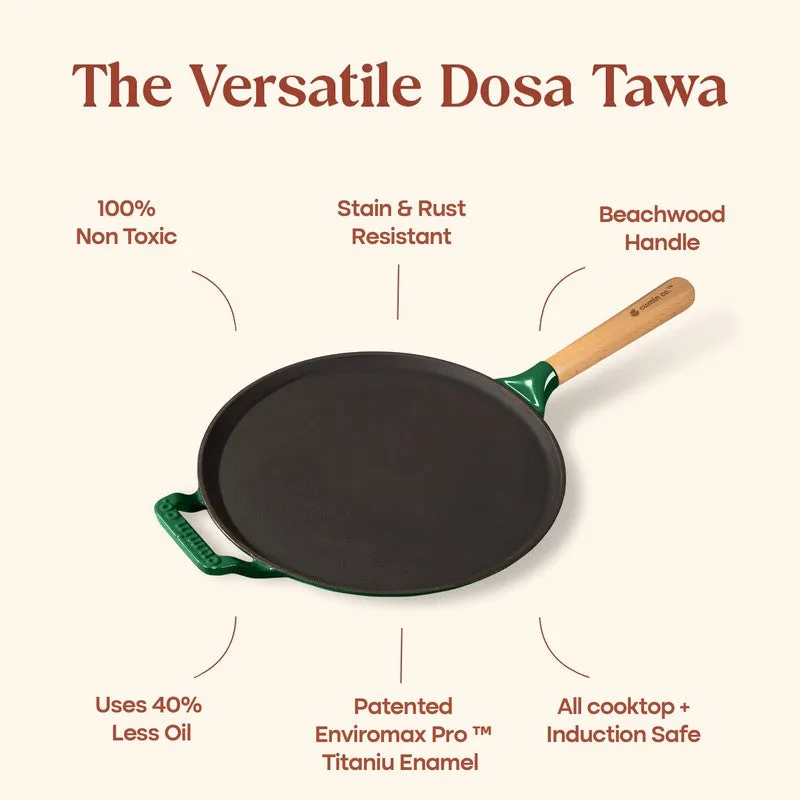 Cumin Co Enamel Cast Iron Dosa Tawa (Green,Black) - 28 cm media 4