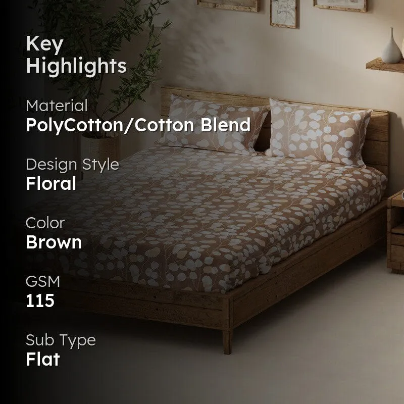 Rivara Bedsheet (Brown) - 115 GSM media 2