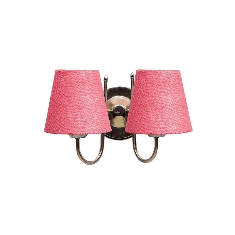 Veda Duo Conical Fabric & Metal Wall Lamp - Pink media 4