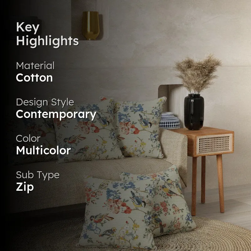 Petaline Floral Multicolor Cushion Cover Set - Set Of Five media 2