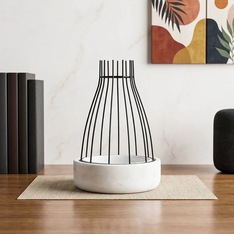 Black Dome Eartha Hand Crafted Marble Planter - White media 1