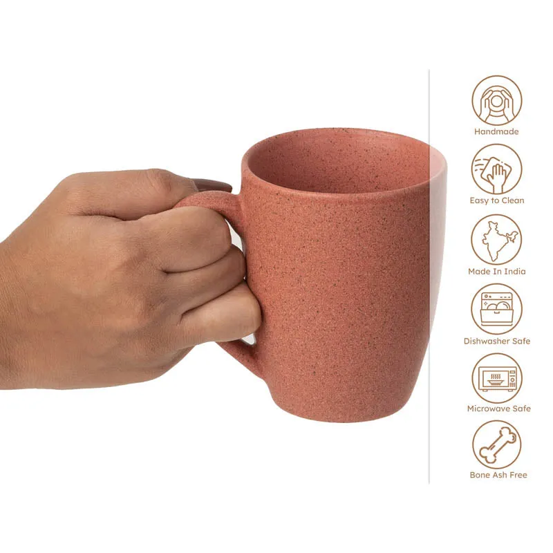 Sip & Style Ceramic Coffee Mug (Pastel Red) - 300 mL media 5