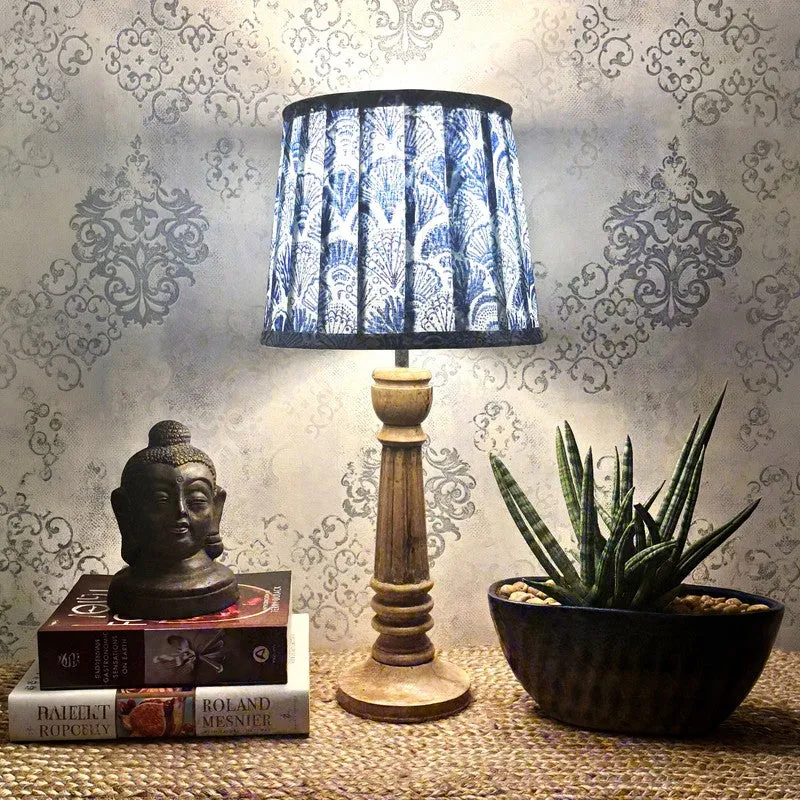 Modern Prism Wooden Base Cotton Table Lamp - Blue media 1