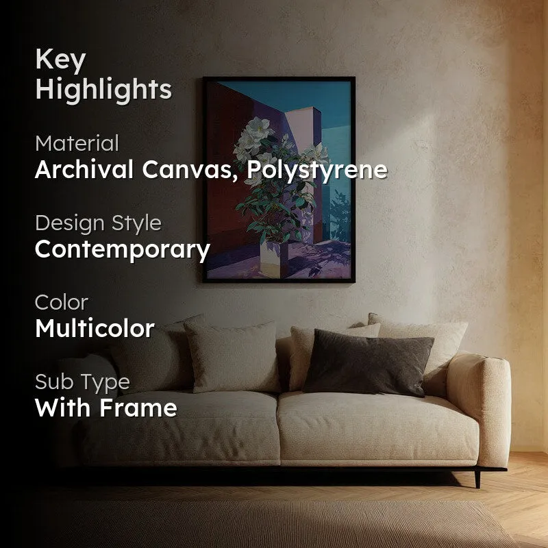 Flora Facet Canvas Wall Painting - Black Frame media 2