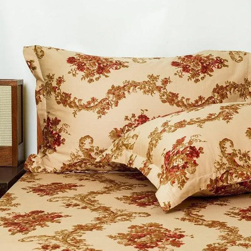 Kaureena Printed Cotton Bedsheet (Beige,Brown) - 300 TC media 6