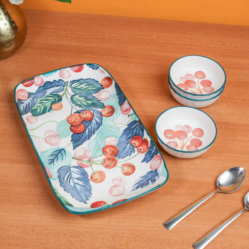Coral Charm Porcelain Platter - Four Piece Set media 1