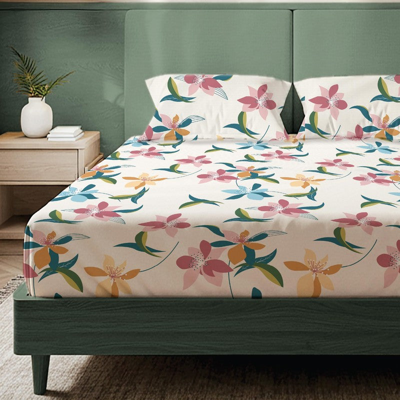 Rainbow Bloom Floral Cotton Bedsheets (Multicolor) - 200 TC media 3