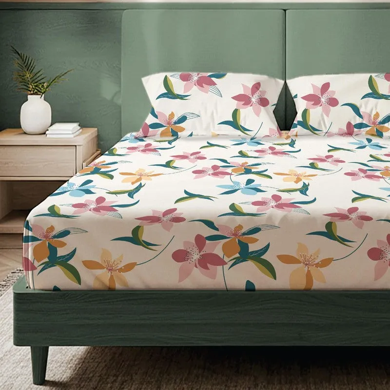 Rainbow Bloom Floral Cotton Bedsheets (Multicolor) - 200 TC media 3
