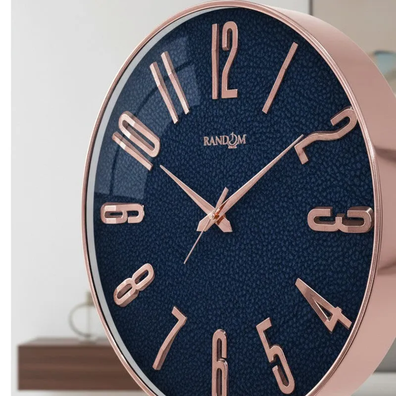 Elite Numeric Plastic Wall Clock - Blue & Rose Gold media 5