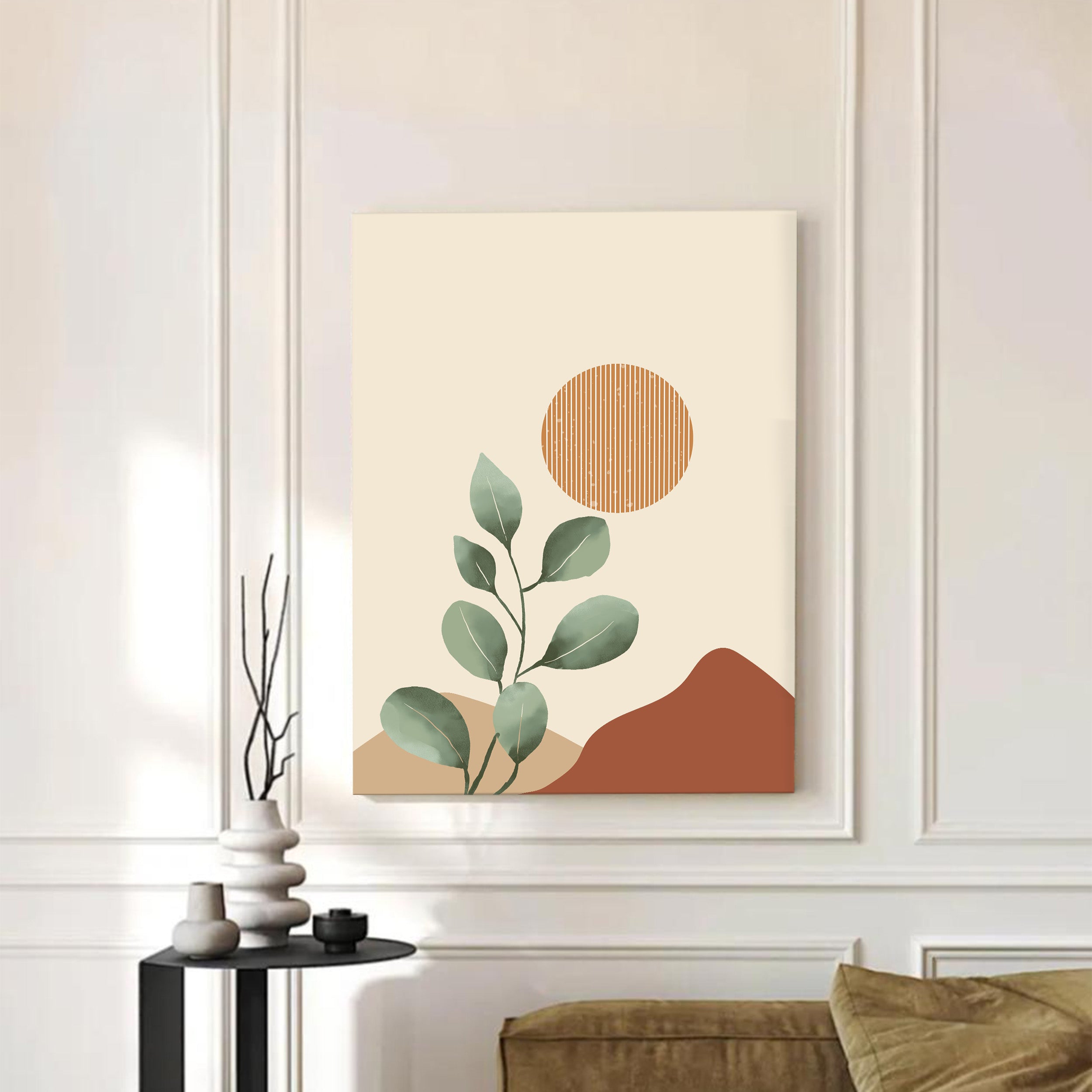 Nature Inspired Botanical Wall Painting With Frame media 3