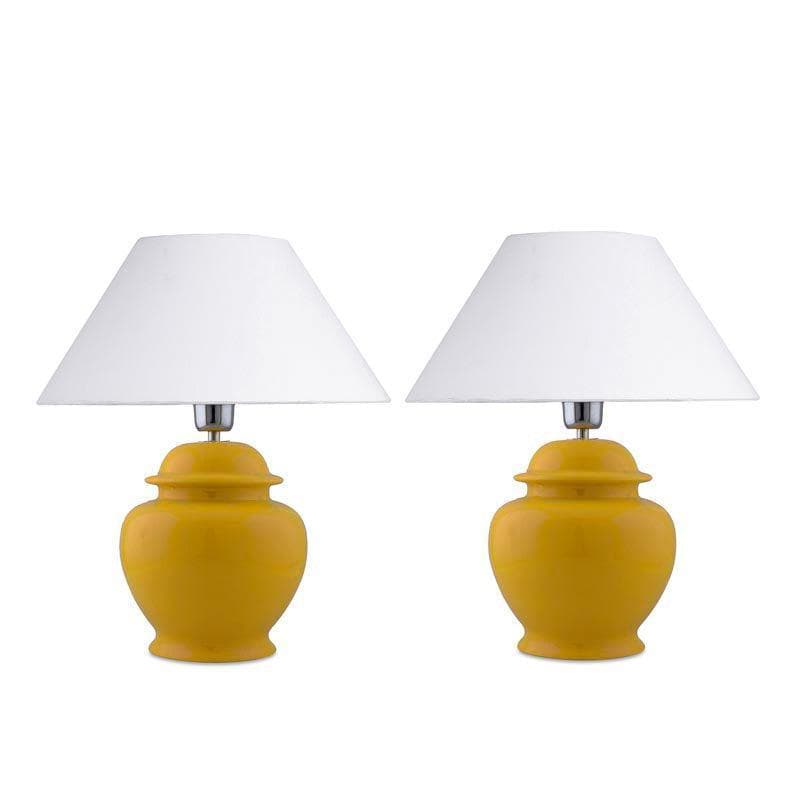 Fancy Pants Ceramic Table Lamp With Conical Shade (White) - Set of Two media 3