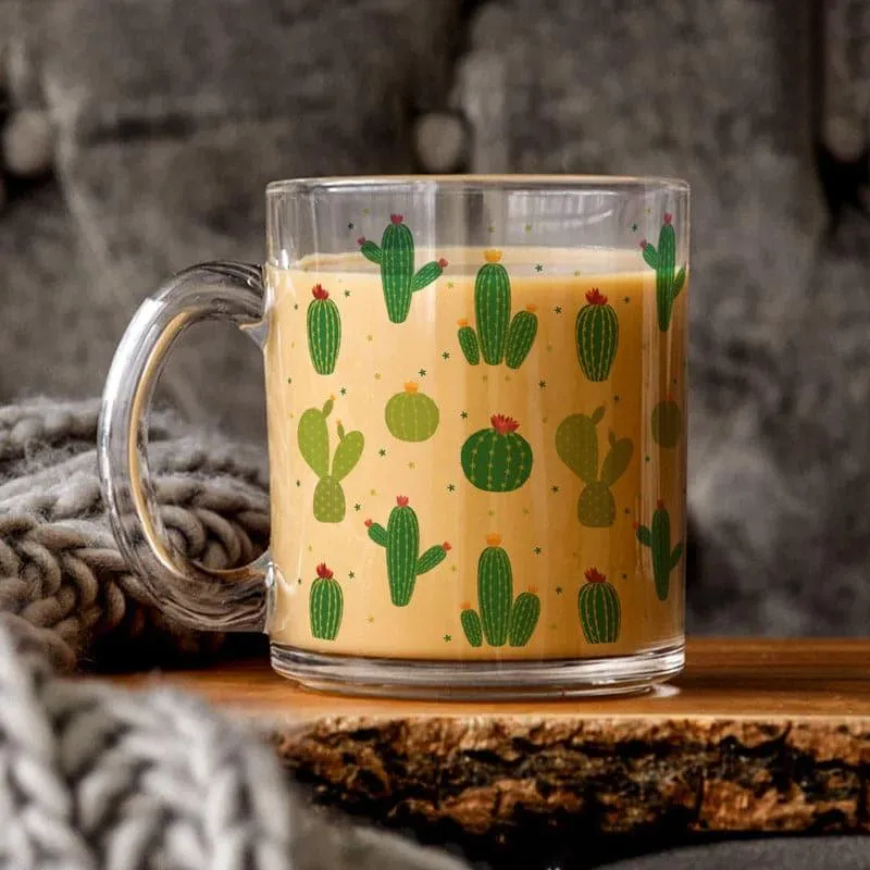Cacti Glass Coffee Mug (330 mL) media 1