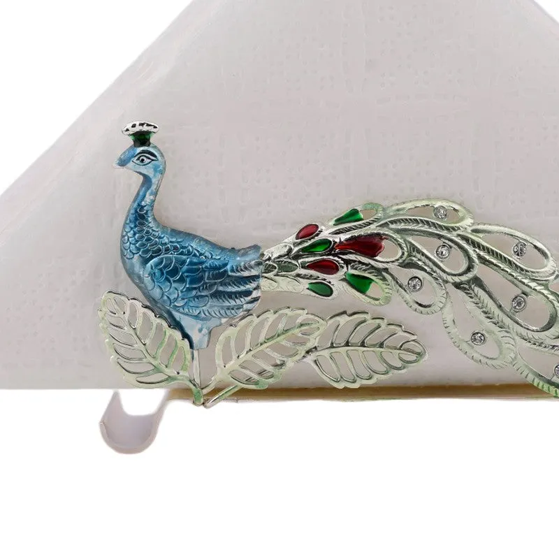 Peacock Splendor Silver Plated Mild Steel Tissue Holder media 5