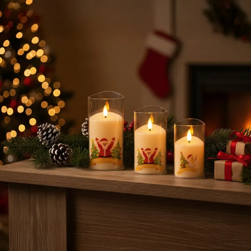 Santa Glow Battery Candle - Set Of Three media 1
