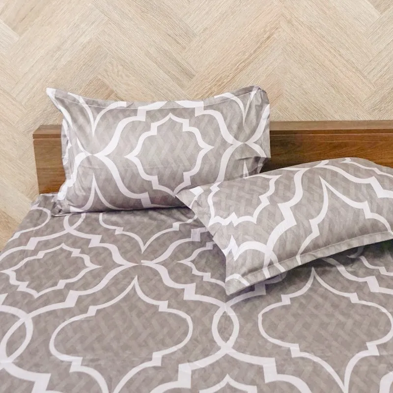 Medina Maze Ethnic Cotton Bedsheet (Grey) - 200 TC media 4