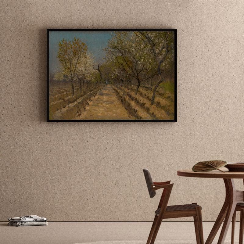 Vineyard Valley Canvas Wall Painting - Black Frame