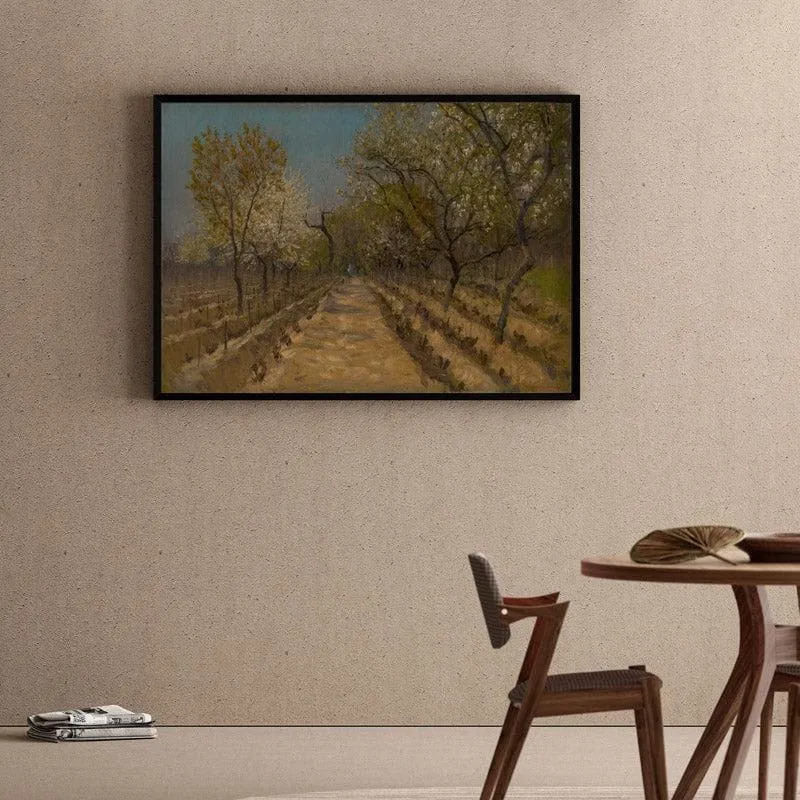 Vineyard Valley Canvas Wall Painting - Black Frame media 1