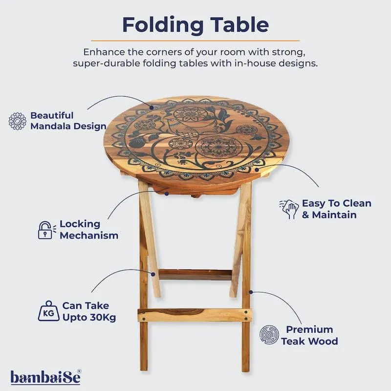 Fitara Mandala Foldable Accent Table media 5