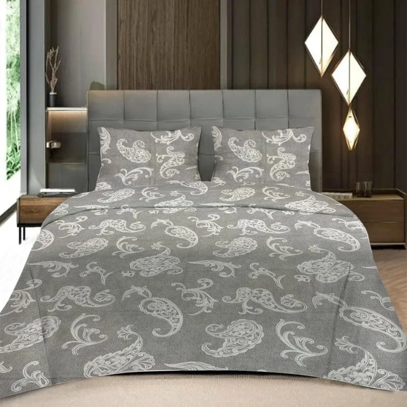 Aangan Kala Cotton Bedsheets (Grey) - 400 TC media 3