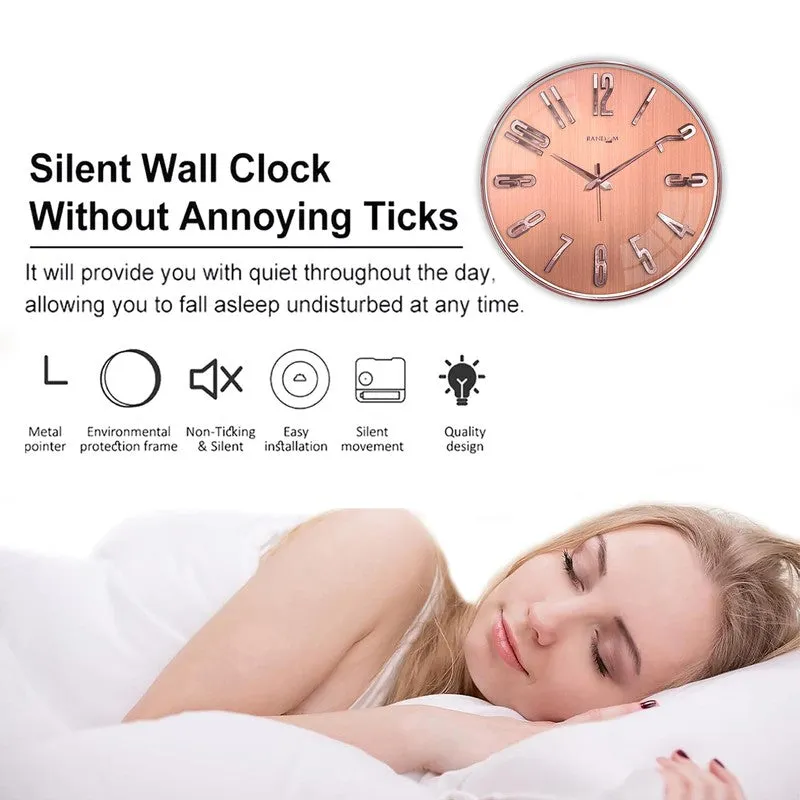 Elite Numeric Plastic Wall Clock - Pink & Rose Gold media 6