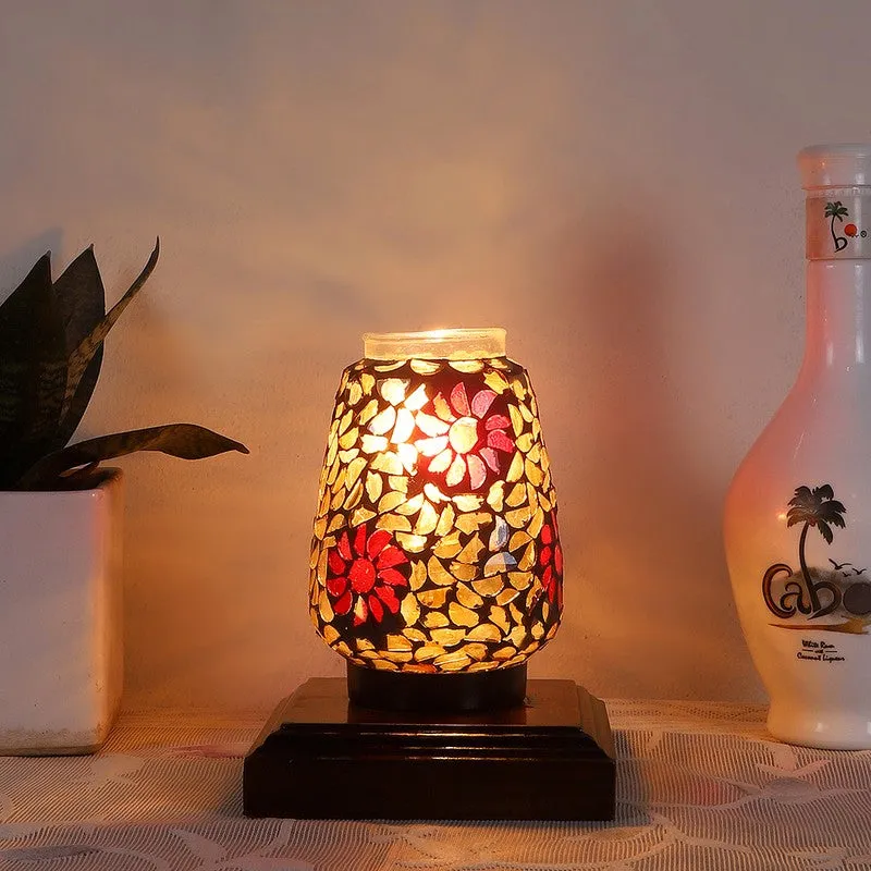 Lumivora Mosaic Glass Table Lamp With Wooden Base - Multicolor media 3