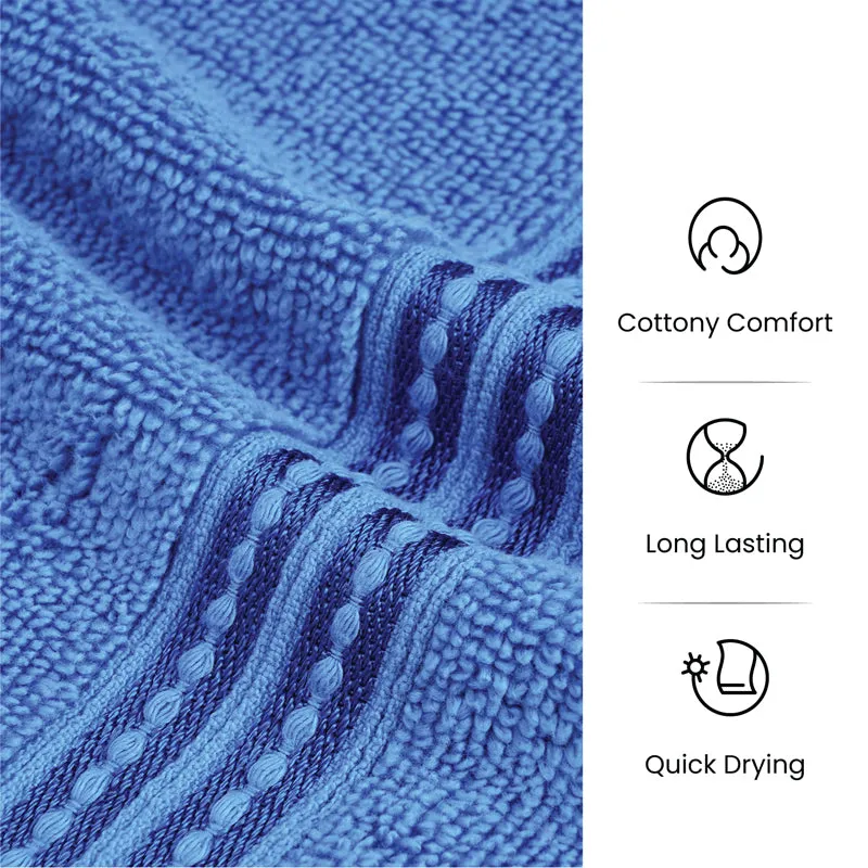 Micro Cotton LuxeDry Solid Hand Towel (Blue) - Set Of Two media 7