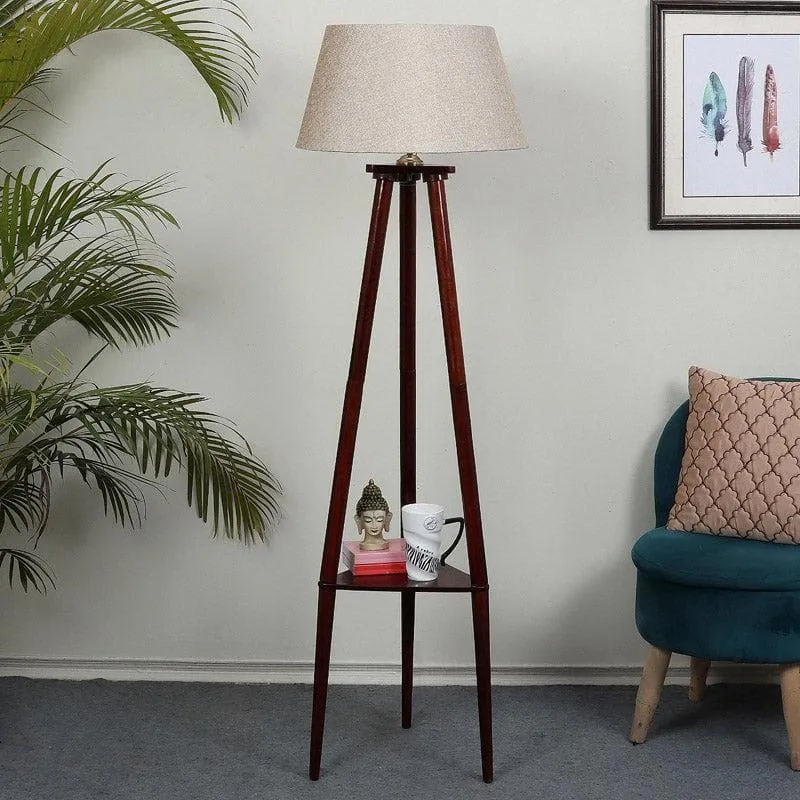 Samphire Floor Lamp With Shelf - Beige media 3