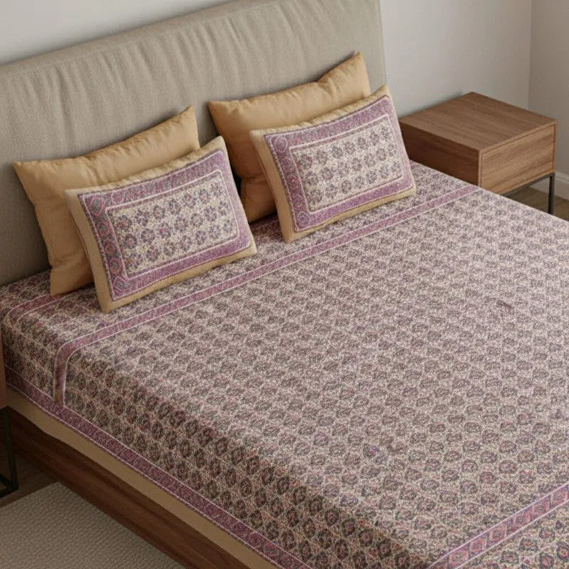 Aavni Cotton Bedsheet (Peach, Pink) - 180 TC media 3
